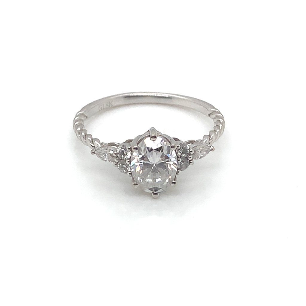 18k White Gold Lab Created Diamond Engagement Ring 1 Ct